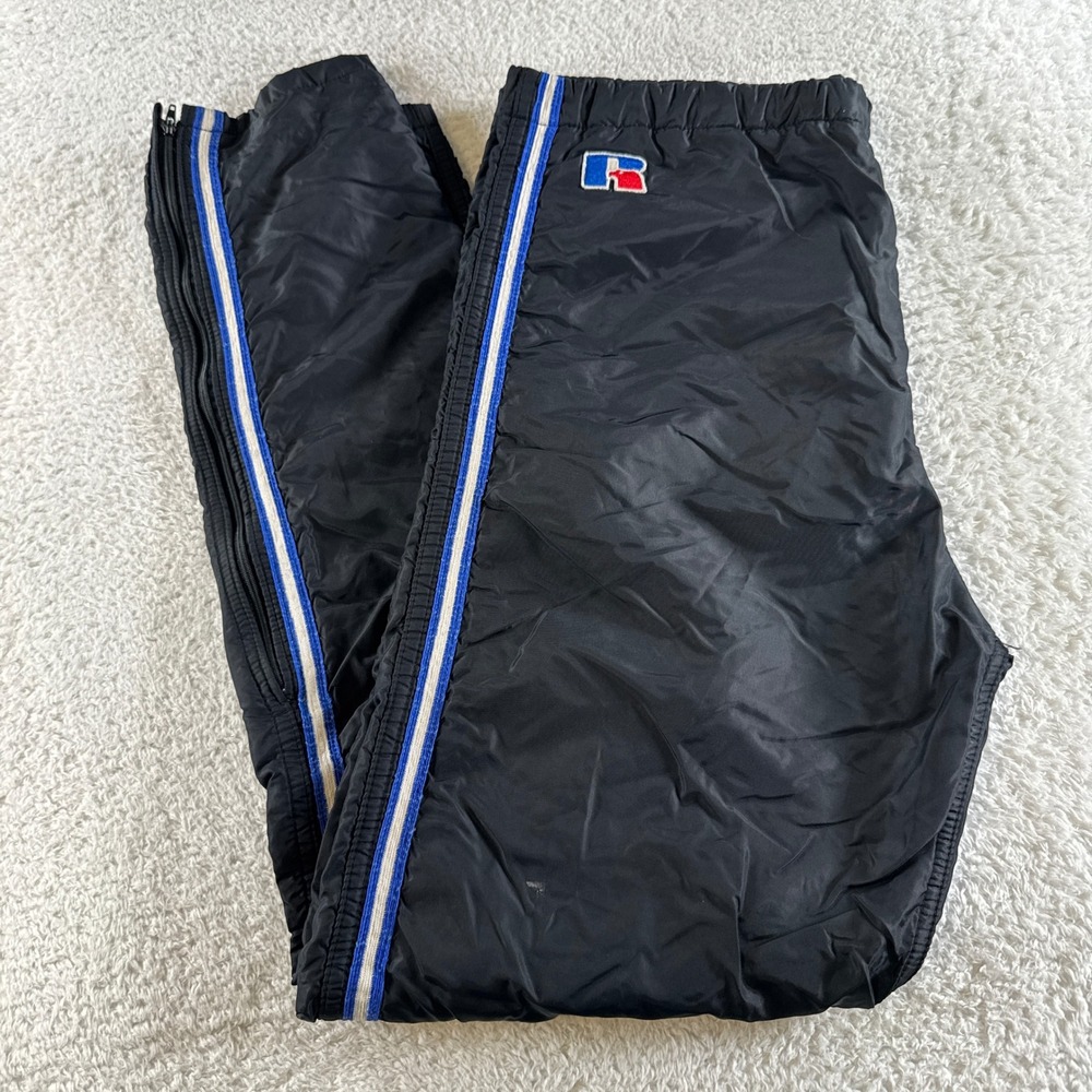 Vintage Made in‎ USA Russell Athletic XS Windbreaker Track Pants Black Blue 32"